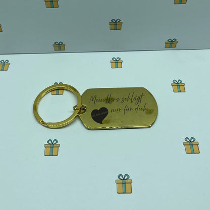 Personalisierter Schlüsselanhänger Edelstahl - Gravur Namen & Datum - Geschenk